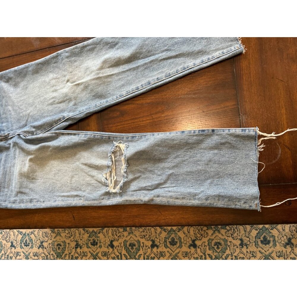 Blank NYC Baxter Ribcage Straight Leg Distressed Jeans Ripped Baggy Raw Hem Butt - Picture 12 of 16